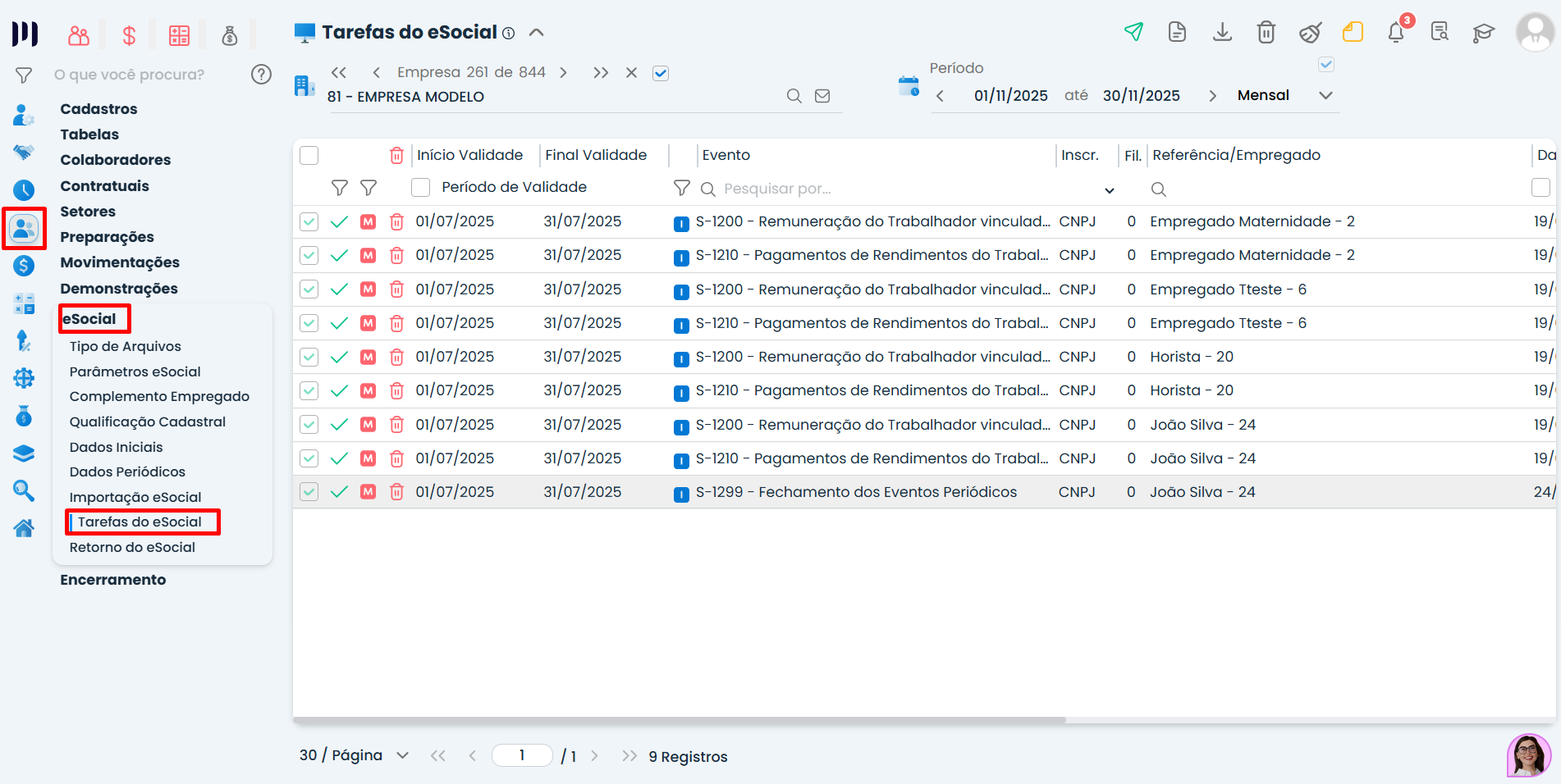 Janela de confirmação para gerar folha no Sistema Contábil Makro, selecionando tipo de geração no processo de fechamento da folha de pagamento.