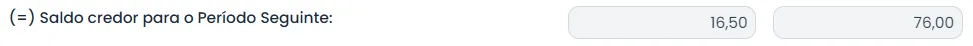 Resumo do Sistema Contábil Makro exibindo saldo credor para o período seguinte após encerramento fiscal com saldo de implantação informado.