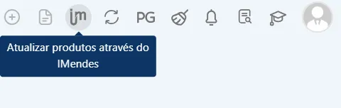 Botão Atualizar produtos através do IMendes no Sistema Contábil Makro, utilizado para sincronizar automaticamente dados fiscais conforme a Integração do IMendes.